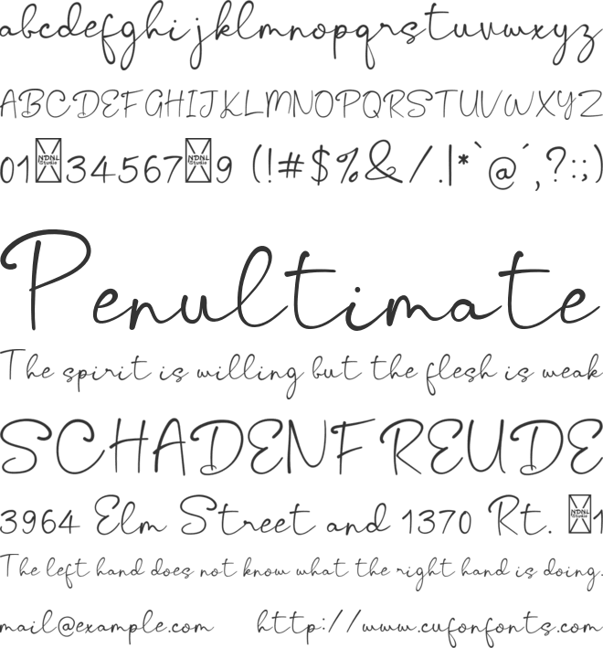 Benign font preview