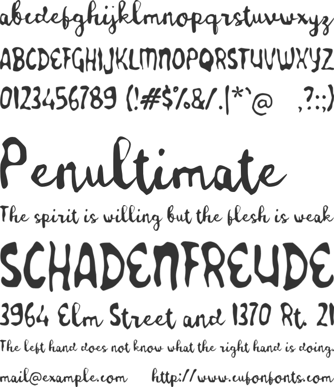 Zabukely font preview