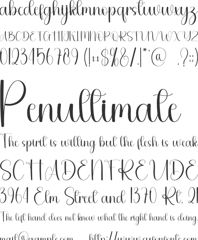 Bright Silluet font preview