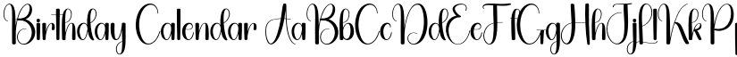Birthday Calendar font
