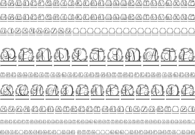 Leafenca Split Monogram font preview