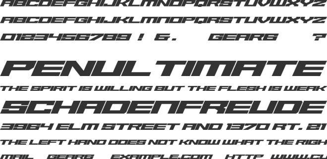 Gear6 font preview