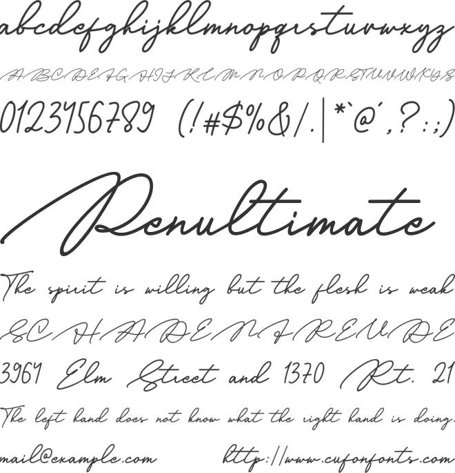 Demather font preview