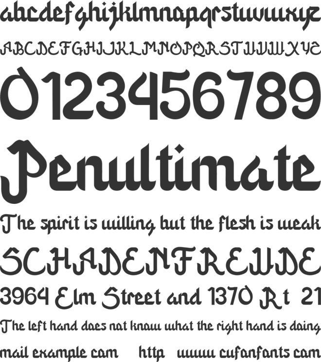 Zahara font preview