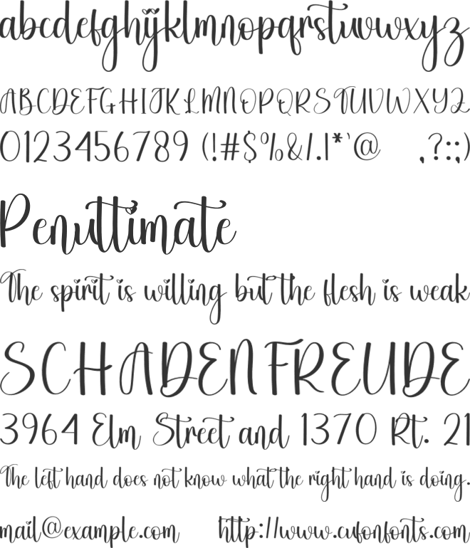 Handlattering font preview