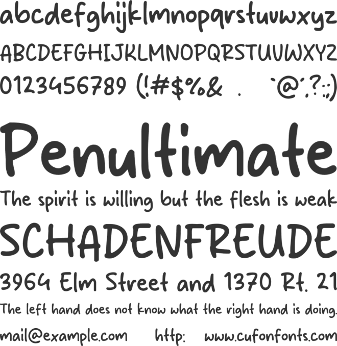 Mistake Note font preview