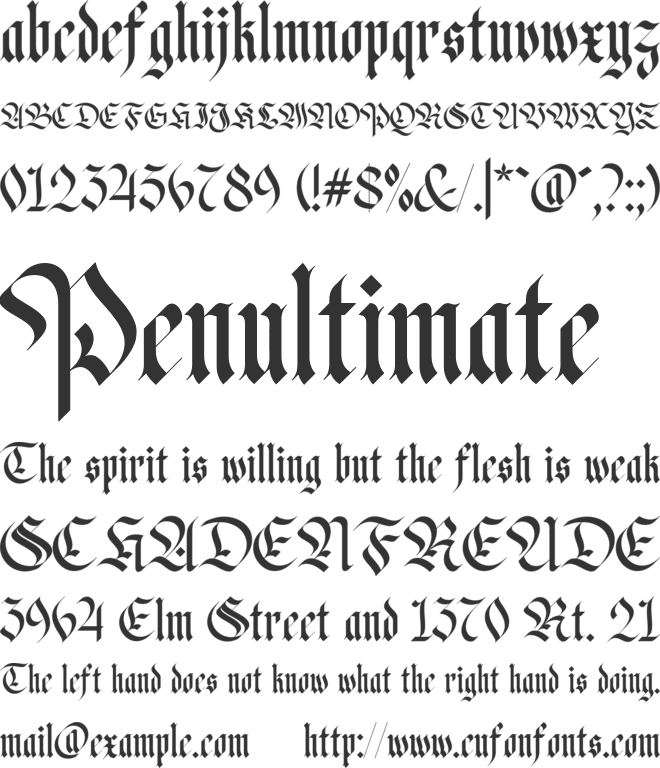 Fusing Blackletter font preview