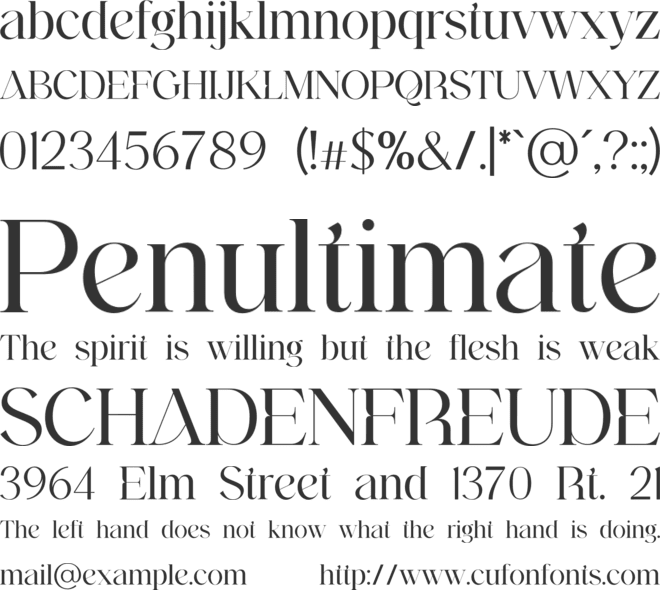 Westbury Claridge font preview