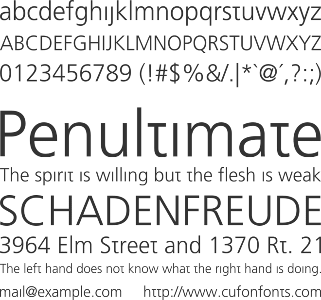 CBC Brand Frutiger font preview