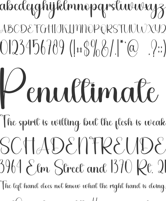 Writing Handmade font preview