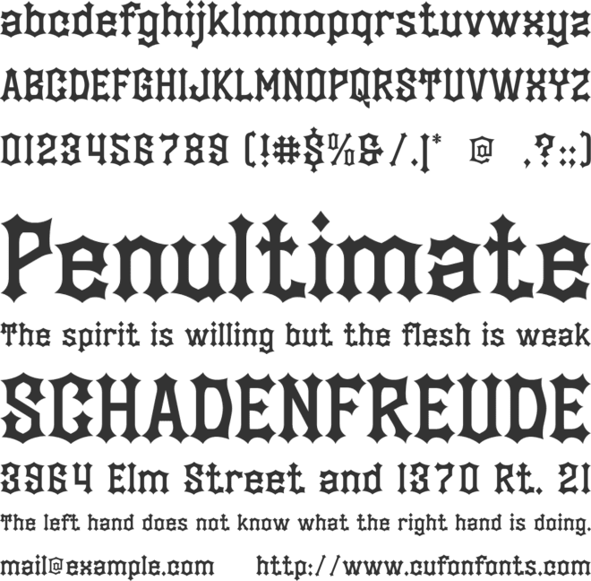 Black Goth font preview