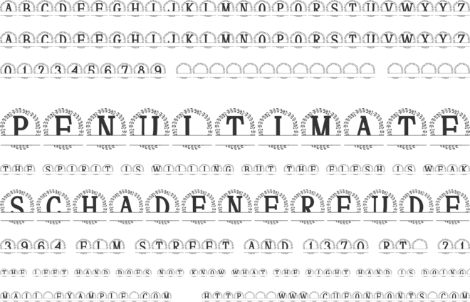 Ophelian Split Monogram font preview