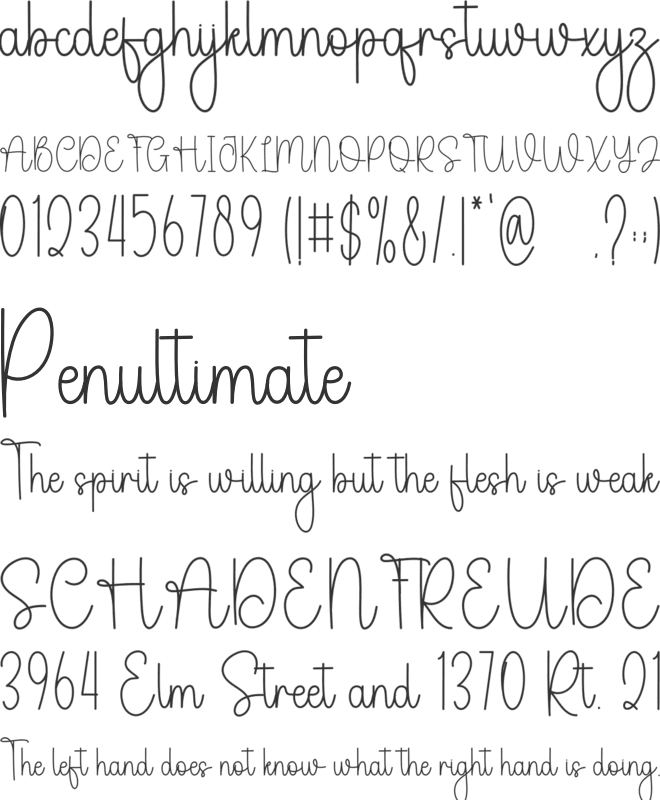 Signature Beauty font preview