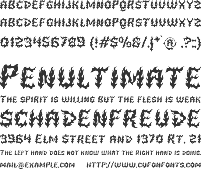 Firelost font preview