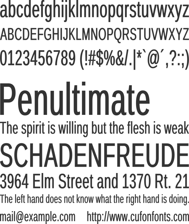 Arimo Condensed font preview