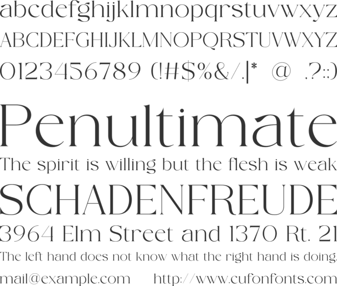 Camenia font preview