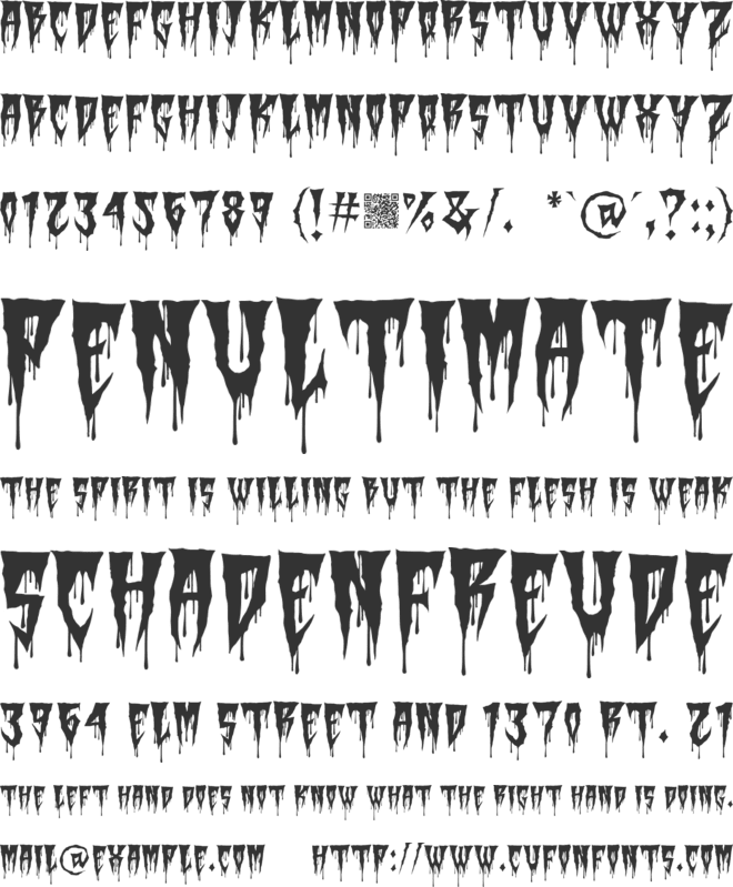 Death House Halloween font preview
