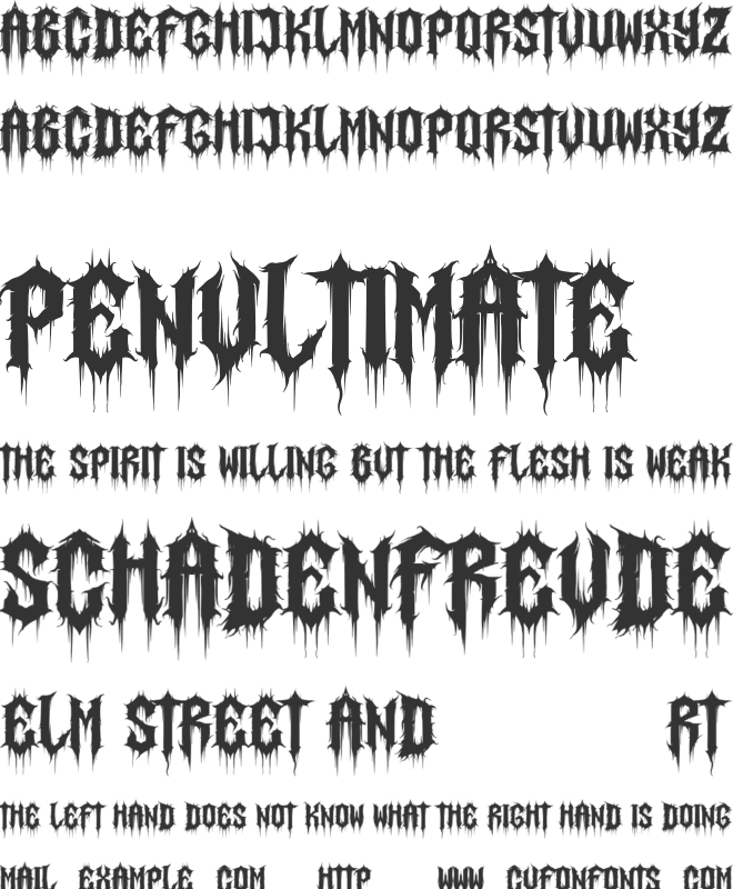 Satan Hunter in Halloween font preview