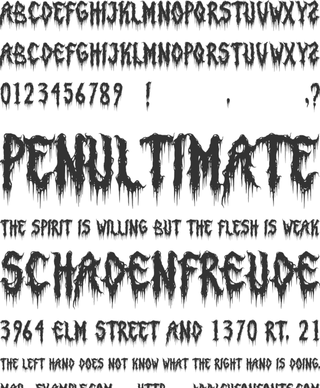 Punish Sinner Horror font preview