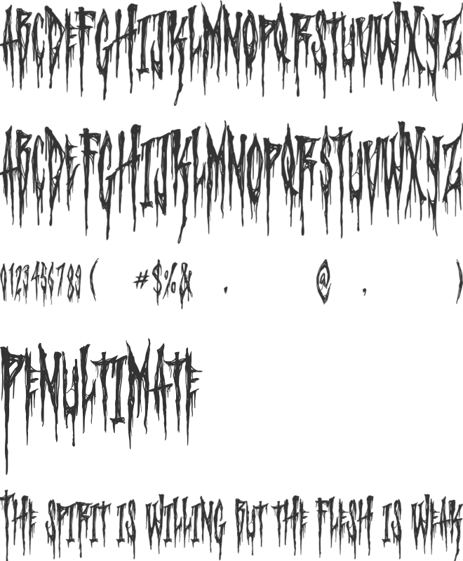 Metalzeus Halloween font preview