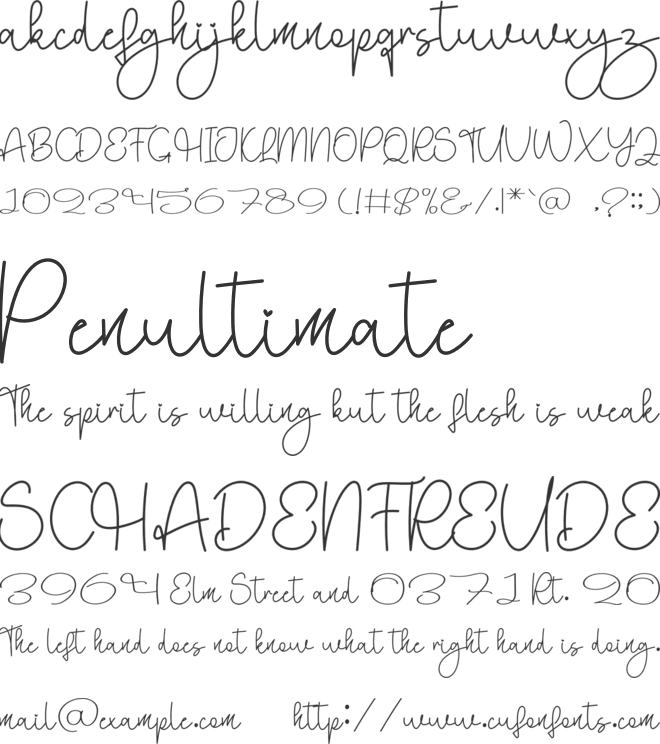 Yesterday Signature font preview