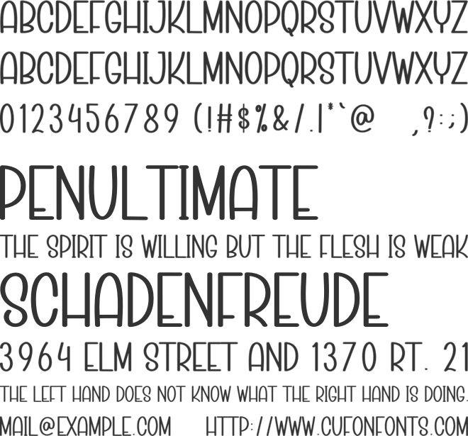 School Babyday font preview