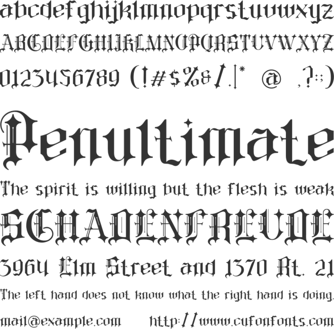 Cradle Dust font preview