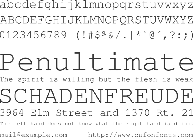 FreeMono font preview
