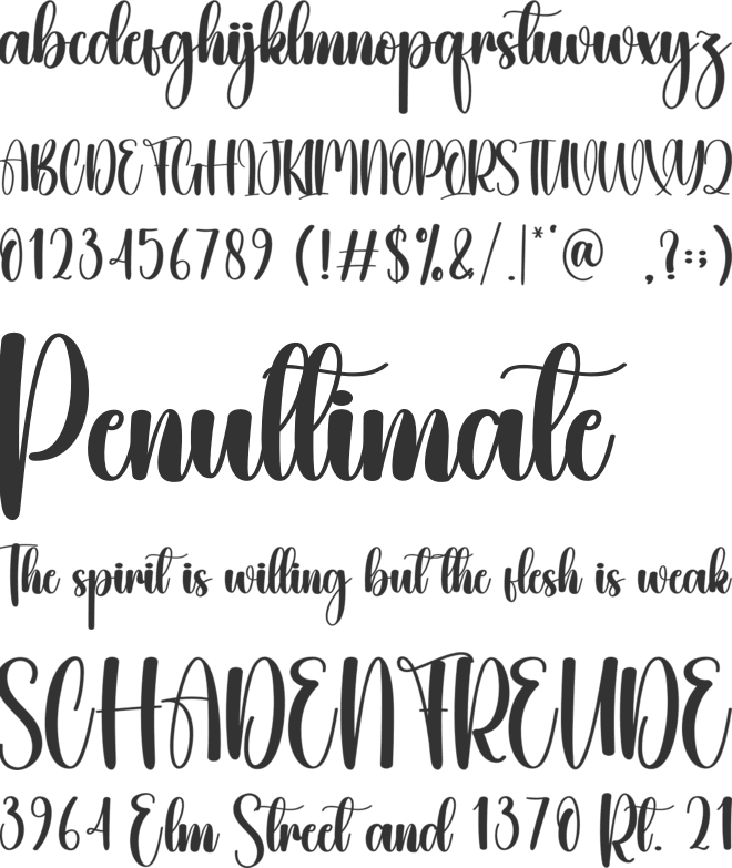 Blushing font preview