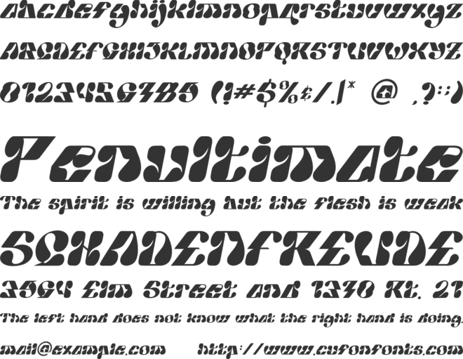 Funky Warp font preview