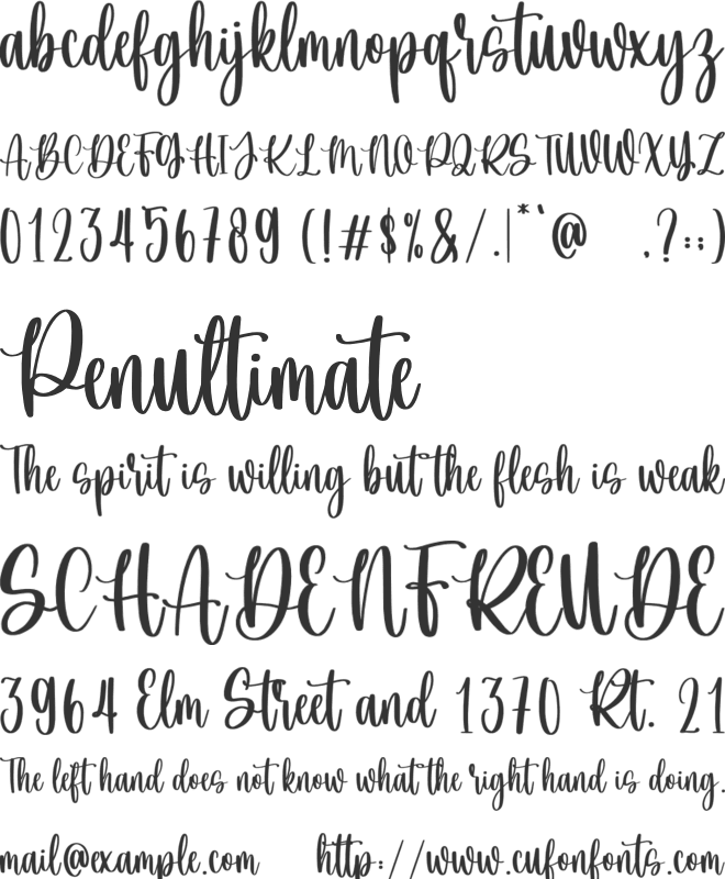 Bougenville font preview
