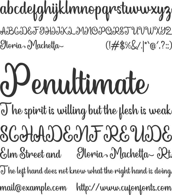 Gloria Machetta font preview