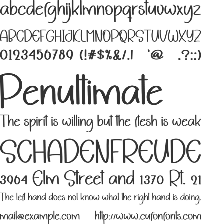 Lemoncake Homemade font preview