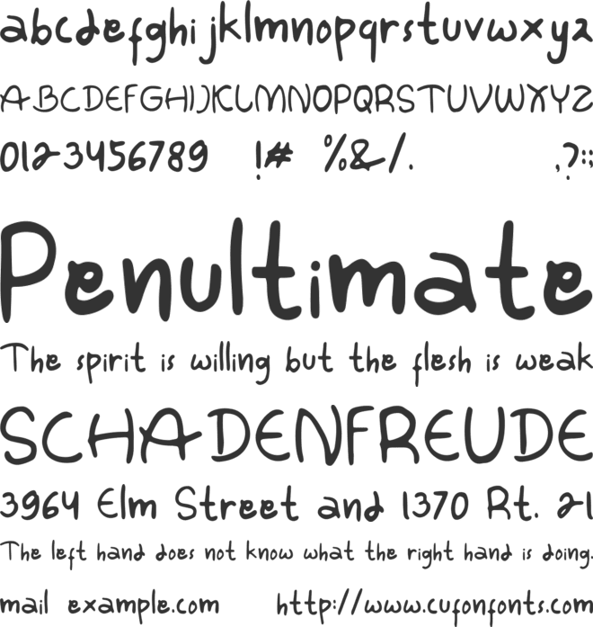 Take Care font preview