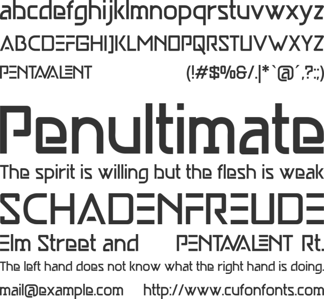 Pentavalent font preview