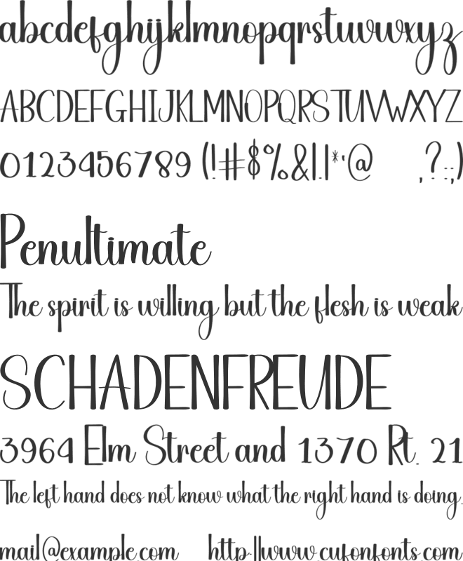 Smart Handwriting font preview