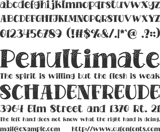 Kinder Cold font preview