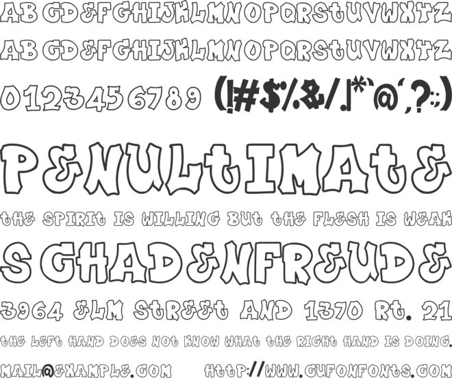 Plump Outline font preview