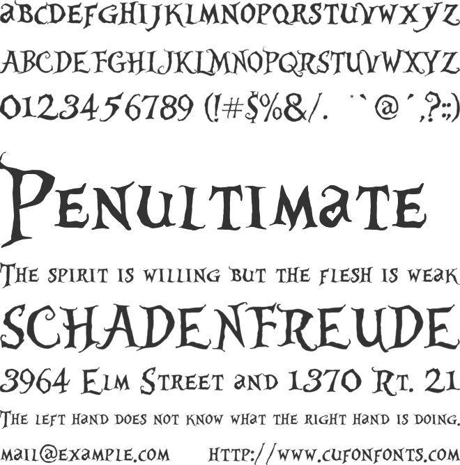 Alice in Wonderland font preview