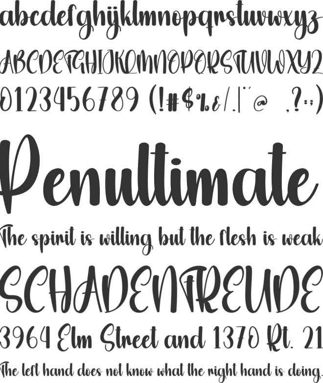 Month February font preview