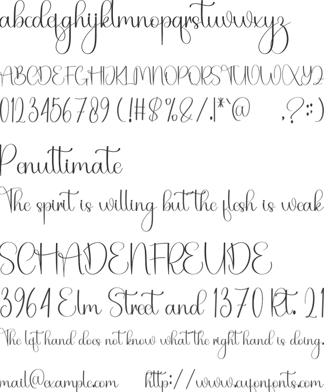Birthplace font preview