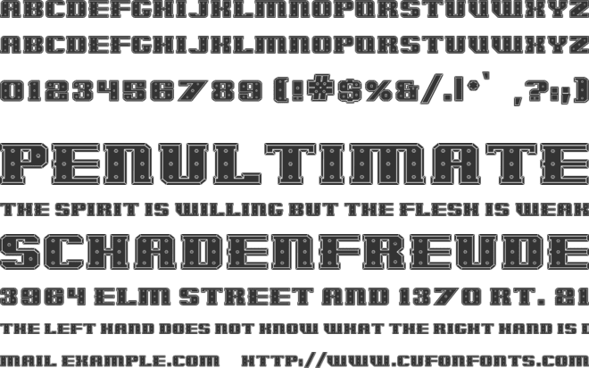 IronCladBoltedRaised font preview