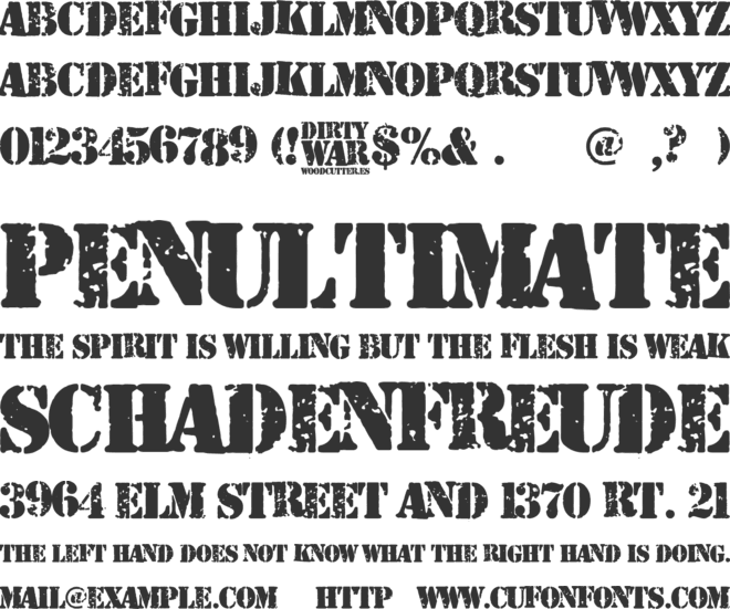 Dirty War font preview