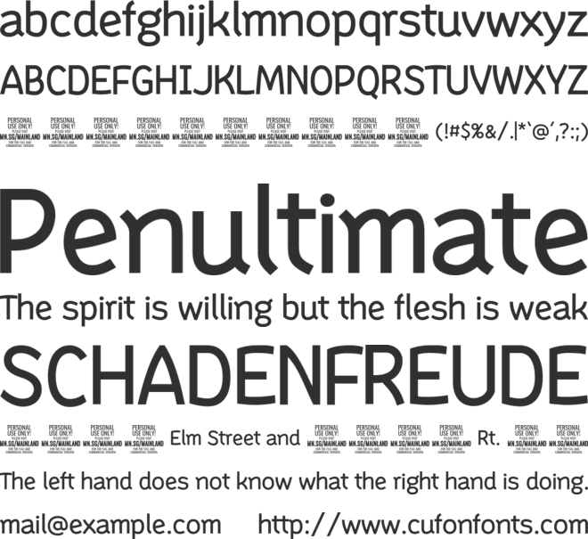 Mainland PERSONAL font preview