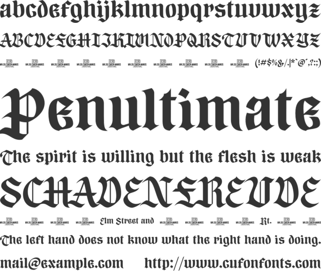 Zaken Manus PERSONAL USE font preview