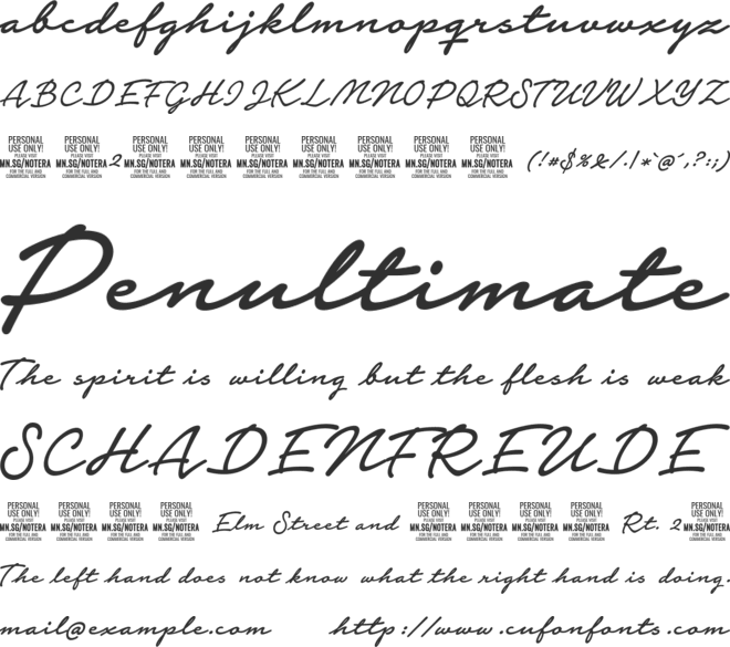 Notera 2 PERSONAL USE ONLY font preview