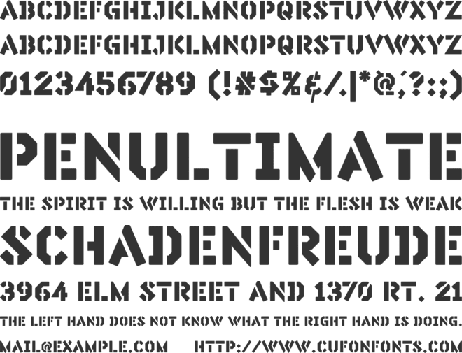 Silex Stencil font preview