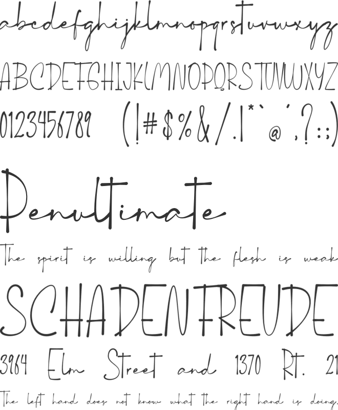 The Camellia font preview