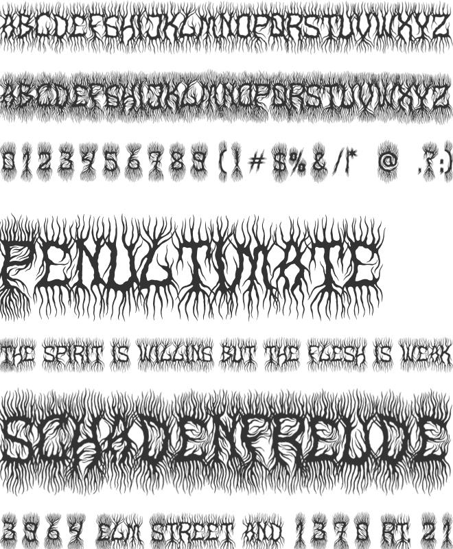 Dark Root font preview
