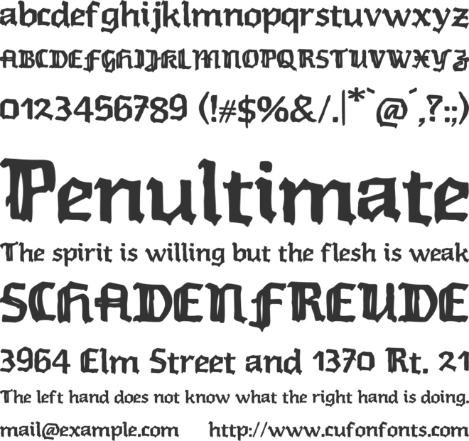 Spanish Old War font preview